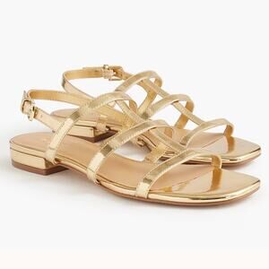 J. Crew light gold Caged ankle-strap sandals